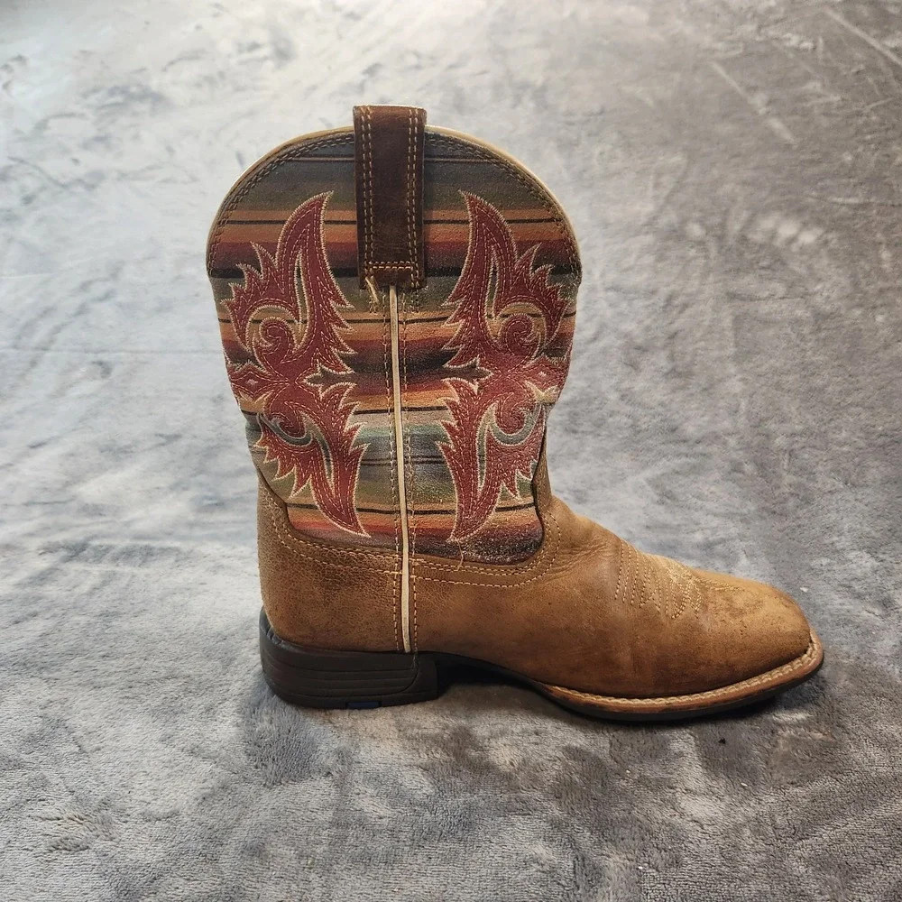 Ariat Boots Girls 2.5 Brown Leather Lonestar Square Toe Western Cowgirl